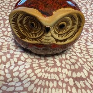 Handcrafted Owl Sculpture in Brown and Tan